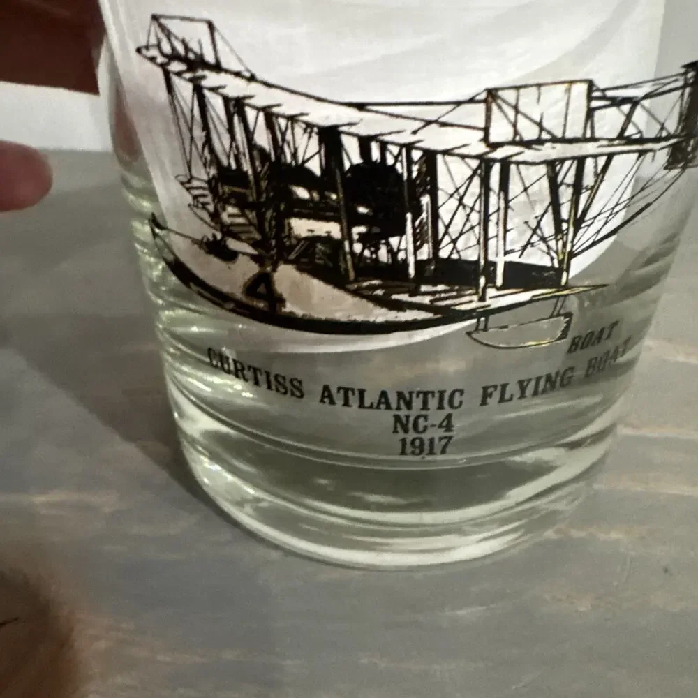 Vintage ‘Plane’ Bar Glass Tumbler 3 1/2